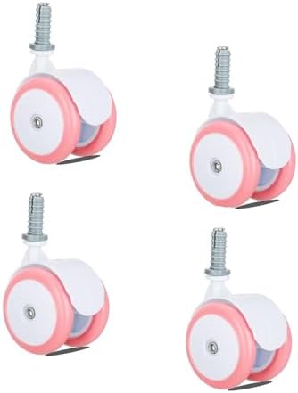 Baby Walker Wheels Replacement, Set of 4, Baby Walker Accessories, Rubber Plastic Casters, Universal Wheels,Pink