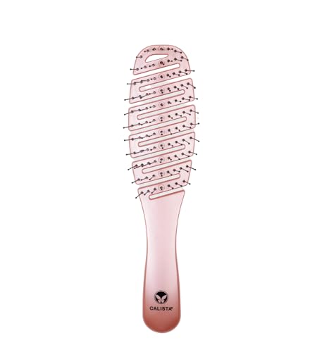 CALISTA Smoothie Hair Brush | Vented Design & Flexible Bristles Work in Wet & Dry Hair | Ergonomic Handle Detangles Without Pulling | Pain-Free Hair Accessories | All Hair Types (Pink)