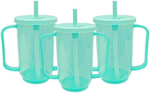 3 Pcs Adult Sippy Cups for Elderly, Spill-Proof Cup with Straw and Handles, Plastic No Spill Sippy Cups for Adults Hospital Disabled Patients, 12oz
