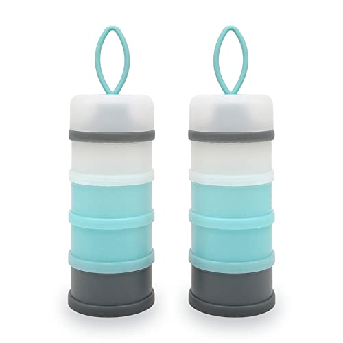 Baby Formula Dispenser, Formula Container, Milk Powder Dispenser Container, BPA Free, 4 Layers 2 Packs, Baby Feeding Travel Storage Container, Non-Spill Stackable Baby Snack Storage Container