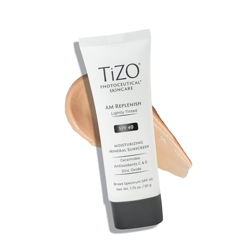 TIZO Photoceutical AM Replenish Lightly Tinted Creams, Gels, & Lotions SPF 40, 1.75 Fl Oz