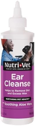 Nutri-Vet Ear Cleanse for Dogs, Ear Cleaner & Deodorizer, Gentle Formula, Salicylic Acid Cleanser, Reduces Wax Buildup, Itch & Infection Relief, Soothing Aloe Formula, 8 oz
