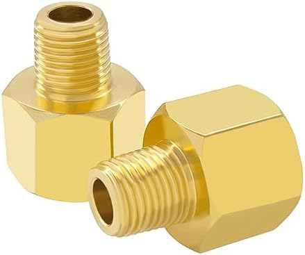 Hooshing 6PCS Brass Pipe Fitting 1/8" NPT Male to 1/4" NPT Female Adapter Reducing Pipe Fittings