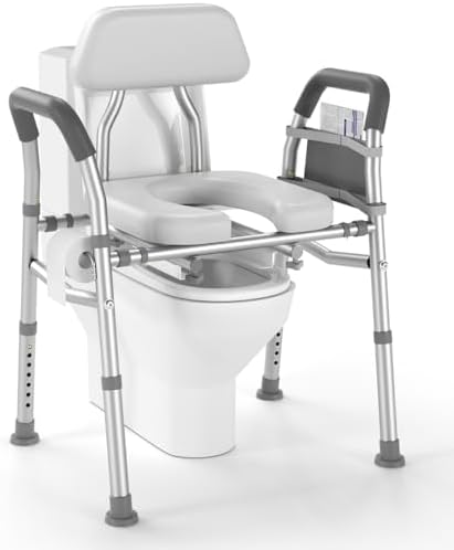 Raised Toilet Seat with Handles 400lb - Adjustable 3 in 1 Commode Chair for Toilet with Arms, Toilet Riser with Handles, Toilet Chair Over Toilet, Handicap Toilet Seat