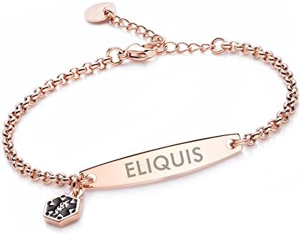 LinnaLove-Pre-engraved Simple Rolo chain Medical alert id bracelet for Women