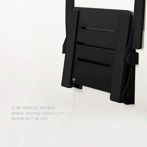 Seachrome Silhouette Comfort Folding Wall Mount Shower Bench Seat with Arms, Black Seat with Matte Black Frame