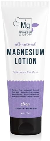 Melatonin + Lavender Magnesium Lotion | 250 mg Magnesium and 3 mg Melatonin per Teaspoon | 6 oz Bottle of Lavender Lotion