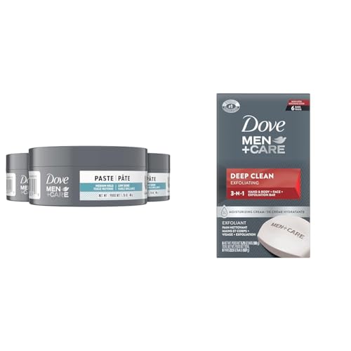 DOVE MEN + CARE Hair Paste (Pack of 3) and Body Soap (Pack of 6) Bundle