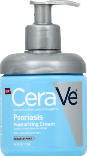 CeraVe Moisturizing Cream for Psoriasis Treatment | With Salicylic Acid for Dry Skin Itch Relief & Urea for Moisturizing | Fragrance Free & Allergy Tested | 8 Oz