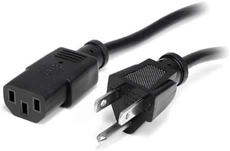 StarTech.com 20ft (6m) Computer Power Cord, NEMA 5-15P to C13, 10A 125V, 18AWG, Black Replacement AC Power Cord, Printer Power Cord, PC Power Supply Cable, Monitor Power Cable - UL Listed (PXT10120)