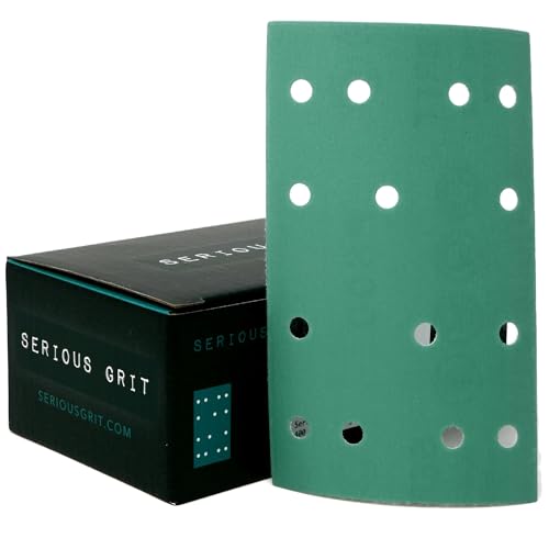 3" x 5" (80mm x 133mm) 14-Hole 600 Grit Sanding Sheets - Fits Festool RTS 400 & Mirka Deos 353 - Heavy-Duty Hook & Loop Film Abrasives - Sandpaper for Sheet Sanders - 50 Pack Box