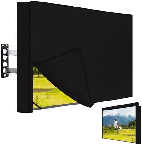 Easy-Going Outdoor TV Cover with Roll Up Front Flat for 52-55 inch, Waterproof and Weatherproof TV Cover for Flat Screen TV, Black