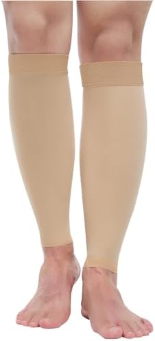 8-15 mmHg 1Pair Men and Women Wide Calf Sleeve Brace Compression Socks for Leg Support, Pain Relief