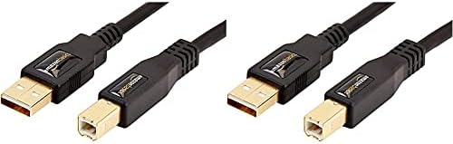 AmazonBasics USB 2.0 Printer Cable - A-Male to B-Male Cord - 10 Feet (3 Meters) & USB 2.0 Printer Cable - A-Male to B-Male Cord - 6 Feet (1.8 Meters), Black