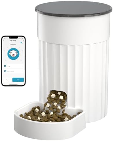 Automatic Cat Feeder 3L, 2.4G WiFi Auto Cat Food Dispenser for Cats and Small Dogs, Timed Cat Feeder Programmable Portion Size with APP Control & Alexa 1-10 Meals Per Day (White)