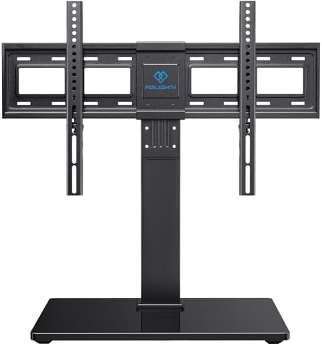 PERLESMITH Universal Swivel TV Stand Base, Table Top TV Stand for 37 to 65,70,75 inch LCD LED TVs, Height Adjustable TV Mount Stand with Tempered Glass Base, VESA 600x400mm, Holds up to 99lbs, PSTVS13