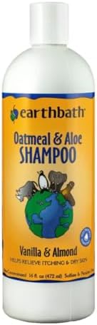 earthbath, Oatmeal & Aloe Dog Shampoo - Oatmeal Shampoo for Dogs, Itchy, Dry Skin Relief, Dog Wash, Made in USA, Cruelty Free Pet Shampoos - Vanilla & Almond, 16 Oz (1 Pack)