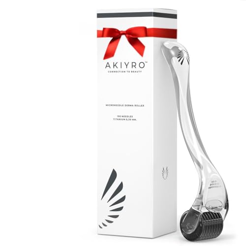 Derma Roller Titanium - 0.30mm Microneedle Roller with Case - 192 Micro Needling Dermal Kit for Face, Scalp and Body - At Home Microneedling Device for Women and Men (Black)