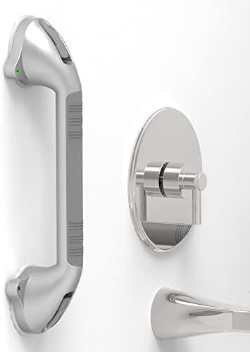 16.5inches Balance Assist Bathroom Shower Handle,Suction Bath Grab Bar with Indicators (Silver/Grey)
