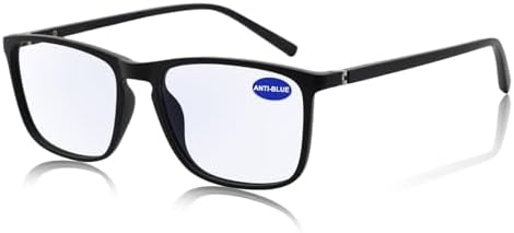 MARE AZZURO Blue Light Blocking Reading Glasses +3.0 Men Designer Flexible Readers 1.0 1.25 1.5 1.75 2.0 2.25 2.5 2.75 3.0 3.5 4.0 5.0 6.0 (Black, 3.00)