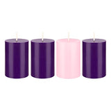 Mega Candles 4 pcs Unscented Christmas Advent Round Pillar Candle, Hand Poured Premium Wax Candles 2 Inch x 3 Inch, Holidays, Church, Decorations, Devotional, Celebration, Party & More