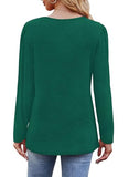 OFEEFAN Womens Long Sleeve Tops Fall Outfits Trendy Casual Christmas Shirts Pleated Oversized Tunic Sweater Green S