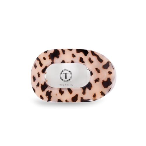 TELETIES - Large Flat Round Clip - Strong Grip, Bendable Teeth, Comfortable Curved Design - For Lying Down, Yoga, Driving & More - Ideal for Thick Hair - For All Hair Textures - Blonde Tortoise