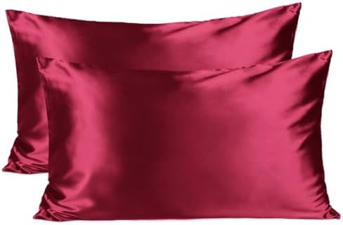 Yanibest Satin Pillowcase for Hair and Skin Care Silk Pillowcase 2 Pack Queen Size Pillow Cases Set of 2 -Satin Cooling Pillow Covers with Hidden Zipper Floral Print
