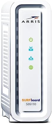 ARRIS (SB6190) - Cable Modem - Fast DOCSIS 3.0 32x8 Gigabit Cable Modem, For Comcast Xfinity, Cox, Spectrum and more, 1 Gbps Port, 800 Mbps Max Internet Speed, 2 Year Warranty - White