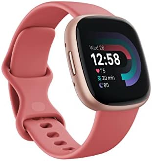 Fitbit Versa 4 Fitness Smartwatch with Daily Readiness, GPS, 24/7 Heart Rate, 40+ Exercise Modes, Sleep Tracking and More, Pink Sand/Copper Rose, One Size (S & L Bands Included) (Renewed)