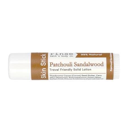 Rinse Bath & Body Solid Sandalwood Patchouli Lotion- Natural Solid Lotion w/Shea and Cocoa Butter | Moisturizing No Mess Travel Lotion w/Beeswax, Apricot & Refined Avocado Oil | Handmade |.5oz