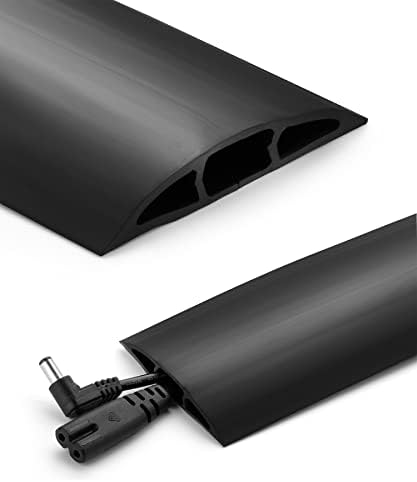 Bates- Floor Cord Cover, 8 ft Cable Cover, Black, Extension Cord Cover Floor, Cord Protector, Floor Cable Cover, Cord Hider Floor, Cable Cover Floor, Cable Floor Cover, Cable Covers for Cords