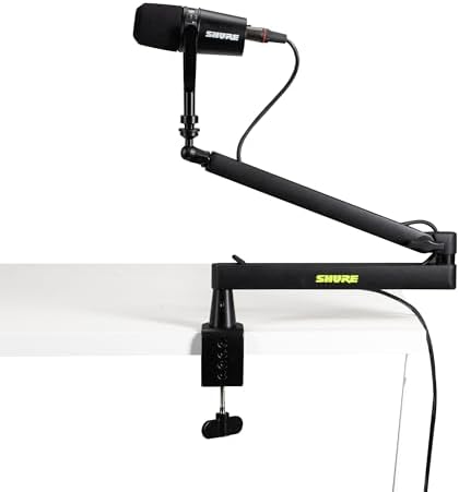 Shure by Gator Premium Low-Profile Desktop Mic Boom Stand; Fully Adjustable for Podcast, Streaming, and Home Office Setups (SH-BROADCAST2)