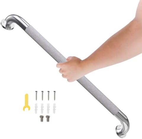 32 Inch Shower Grab Bar, Bathroom Grab Bar Handle with Anti-Slip Knurled Grip, Stainless Steel Bath Balance Bar, 1.25" Diameter Bath Safety Bar Support for Seniors Elderly Pregnant, Brushed Nickel