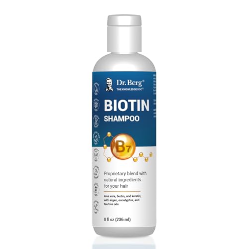 Dr. Berg Biotin Shampoo for Men & Women (Improved High-Performance Formula) - Independently Tested & Certified Paraben- Sulfate- & Silicone-Free - Infused w/Biotin, Argan Oil & Botanicals - 8 Fl oz
