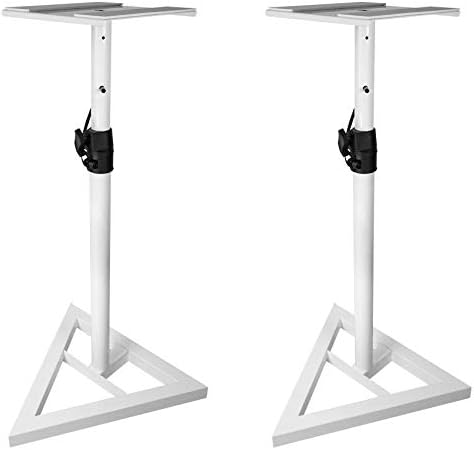 Rockville Pair Studio Monitor Speaker Stands w/Adjustable Height, White