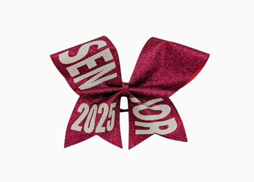 Senior 2025 Glitter Cheer Bow - Handmade in USA - Graduation Gift (Dark Pink Fuschia)