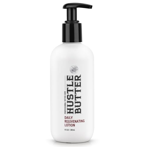 Hustle Butter Tattoo Aftercare - Daily Moisturizing Lotion - Naturally Derived Vegan Cruelty Free - Everyday All Over Use for Tattoos - 9 fl oz