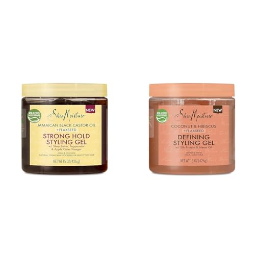 SheaMoisture Jamaican Black Castor Oil and Coconut Hibiscus Styling Gels for Curly Hair 15 oz Each