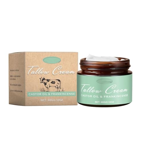 Grass-fed Beef Tallow with Frankincense Oil & Castor oil, Organic Beef Tallow Moisturizer for Skin, Tallow and Manuka Honey Balm for Face, Body (1pc)