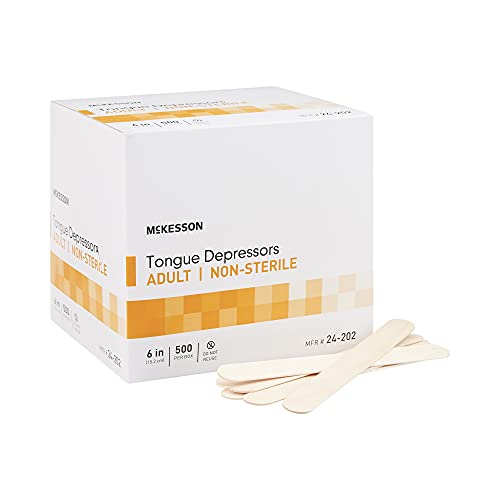 McKesson Tongue Depressors [500 Count] Adult Size, Non-Sterile, Wood, Unflavored, Splinter-Free, 6 in – Use for Medical, Arts, Crafts, Spa