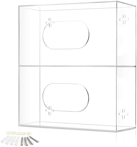 Double Glove Box Holder Wall Mount Glove Dispenser - Disposable Glove Holder Wall Mount Glove Station for Medical Gloves, Multipurpose Kitchen Gloves Holder - Includes Hanging Hardware