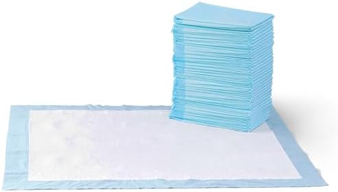 Amazon Basics Puppy Pads with Quick-Dry 5-Layer Leak-Proof Design for Potty Training, X-Large Size 28 x 34 Inch, Pack of 40, Blue & White