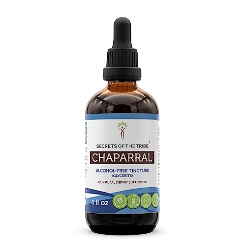 Secrets of the Tribe Chaparral Alcohol-Free Liquid Extract, Chaparral (Larrea tridentata) Dried Leaf and Flower Tincture Supplement (4 FL OZ)