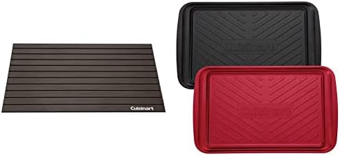 Cuisinart Grill Tray Bundle - Grilling Prep and Serve Trays (Black and Red) & Defrosting Tray (Black)