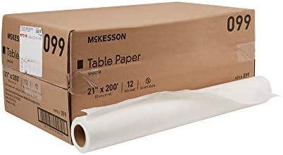 McKesson Medical Exam Table Paper [12 Rolls] – Bed Table Sheet Cover for Diaper Changing, Waxing, Nursing, Chiropractor, Patternmaking, Tracing - Premium Smooth Paper Roll - White, 21 in x 200 ft