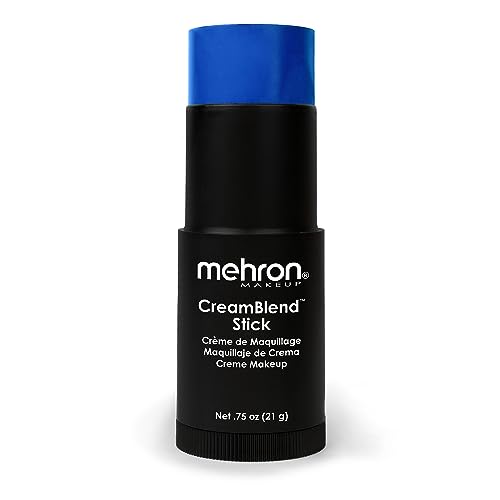 Mehron Makeup CreamBlend Stick | Face Paint, Body Paint, & Foundation Cream Makeup | Perfect for Halloween .75 oz (21 g) (Blue)