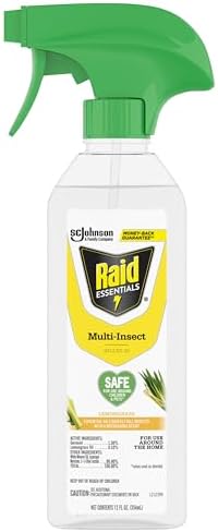 Raid Essentials Multi-Insect Killer Spray Bottle, Child and Pet Safe, for Indoor Use, Lemongrass Scent, 12 fl oz