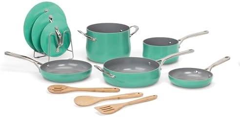 Cuisinart Culinary Collection 12-Piece Pots and Pans Set, PURELYCERAMIC Nonstick, Teal