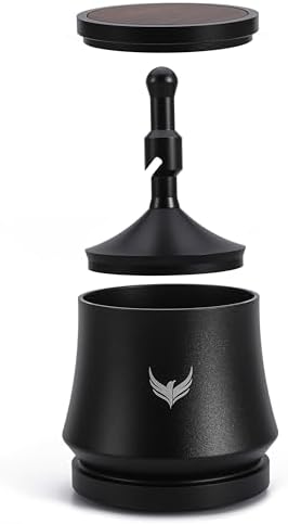 Espresso Shaker 54mm with Walnut Lid | Premium Blind Coffee Grounds Distribution Tool for Breville Espresso Machines | Magnetic 54mm Dosing Cup